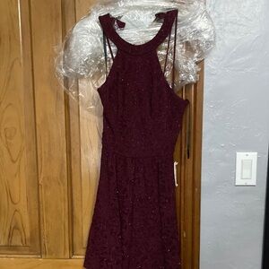 B Darlin Deep Burgundy Backless Dress